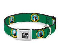 Dog Collar Bone Washington Flag WIDE-Large 20-31"