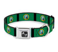 Dog Collar Bone Washington Flags/Black Large 15-24"