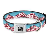 Dog Collar Bone WASHINGTON Mountain Range Turquoise/White/Red WIDE-Medium 16-23"