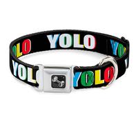 Dog Collar Bone YOLO Black/Multi Color Small 9.5-13"