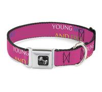 Dog Collar Bone YOUNG WILD AND FREE Pink/White/Blue/Yellow/Green WIDE-Small 13-1