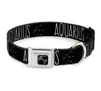 Dog Collar Bone Zodiac AQUARIUS/Constellation Black/White Small 9.5-13"