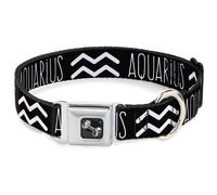 Dog Collar Bone Zodiac AQUARIUS/Symbol Black/White Medium 11-16.5"