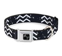 Dog Collar Bone Zodiac Aquarius Symbol/Constellations Black/White WIDE-Medium 16