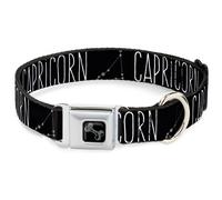 Dog Collar Bone Zodiac CAPRICORN/Constellation Black/White WIDE-Small 13-17"