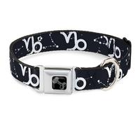 Dog Collar Bone Zodiac Capricorn Symbol/Constellations Black/White WIDE-Medium 1