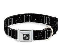 Dog Collar Bone Zodiac LEO/Constellation Black/White Small 9.5-13"