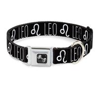 Dog Collar Bone Zodiac LEO/Symbol Black/White Small 9.5-13"