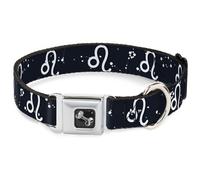 Dog Collar Bone Zodiac Leo Symbol/Constellations Black/White Medium 11-16.5"