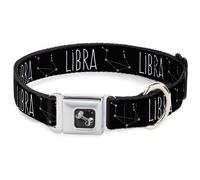 Dog Collar Bone Zodiac LIBRA/Constellation Black/White Small 9.5-13"