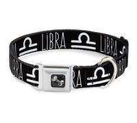 Dog Collar Bone Zodiac LIBRA/Symbol Black/White WIDE-Medium 16-23"