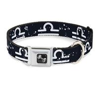 Dog Collar Bone Zodiac Libra Symbol/Constellations Black/White Small 9.5-13"