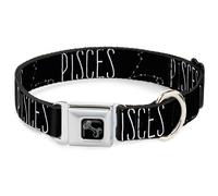Dog Collar Bone Zodiac PISCES/Constellation Black/White Small 9.5-13"