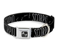 Dog Collar Bone Zodiac SCORPIO/Constellation Black/White WIDE-Small 13-17"