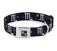 Dog Collar Bone Zodiac Scorpio Symbol/Constellations Black/White Medium 11-16.5"