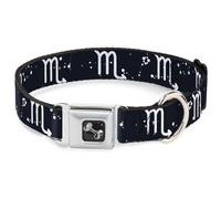 Dog Collar Bone Zodiac Scorpio Symbol/Constellations Black/White WIDE-Medium 16-