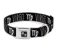 Dog Collar Bone Zodiac VIRGO/Symbol Black/White Large 15-24"