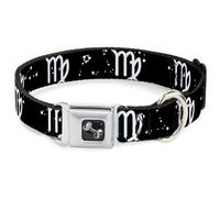 Dog Collar Bone Zodiac Virgo Symbol/Constellations Black/White Medium 11-16.5"