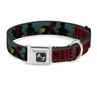Dog Collar Bone ZOMBIE KILLER Zombie March Green/Red/Black WIDE-Large 20-31"