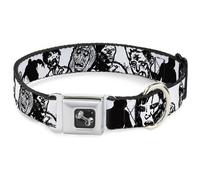 Dog Collar Bone Zombies White/Black WIDE-Small 13-17"
