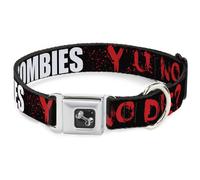Dog Collar Bone Zombies Y U NO DIE Black/White/Red WIDE-Medium 16-23"