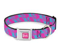 Dog Collar BRAJ-BARBIE Script Signature Full Color Hot Pink/White Barbie B Icon