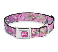 Dog Collar BRAJ-BARBIE Script Signature Full Color Hot Pink/White BARBIE BEACH C
