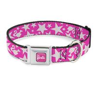 Dog Collar BRAJ-BARBIE Script Signature Full Color Hot Pink/White Barbie Ponytai