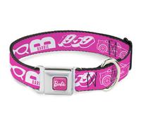 Dog Collar BRAJ-BARBIE Script Signature Full Color Hot Pink/White BARBIE Script