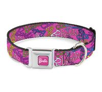 Dog Collar BRAJ-BARBIE Script Signature Full Color Hot Pink/White BARBIE Script