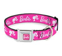 Dog Collar BRAJ-BARBIE Script Signature Full Color Hot Pink/White BARBIE Script