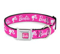 Dog Collar BRAJ-BARBIE Script Signature Full Color Hot Pink/White BARBIE Script