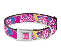 Dog Collar BRAJ-BARBIE Script Signature Full Color Hot Pink/White BARBIE Script