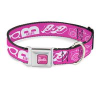 Dog Collar BRAJ-BARBIE Script Signature Full Color Hot Pink/White BARBIE Script