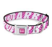 Dog Collar BRAJ-BARBIE Script Signature Full Color Hot Pink/White BARBIE Text an