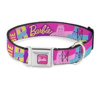 Dog Collar BRAJ-BARBIE Script Signature Full Color Hot Pink/White Barbie Text an