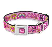 Dog Collar BRAJ-BARBIE Script Signature Full Color Hot Pink/White Malibu Barbie