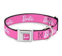 Dog Collar BRAK-BARBIE Script Signature Full Color Pink/White BARBIE Script Sign