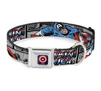 Dog Collar CAB-Captain America Shield Navy CAPTAIN AMERICA 2-Poses/Comic Blocks