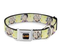 Dog Collar CDSA-DR. STONE Title Logo Full Color Black/Orange Dr. Stone Chibi Sen