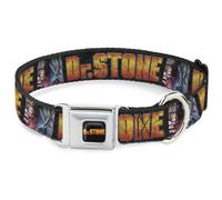 Dog Collar CDSA-DR. STONE Title Logo Full Color Black/Orange DR. STONE Title Log