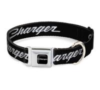 Dog Collar CGE-CHARGER Script Emblem Corner Full Color Black/Silver Fade/White C