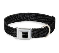 Dog Collar CGE-CHARGER Script Emblem Corner Full Color Black/Silver Fade/White C