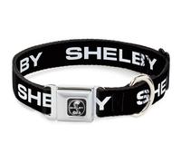 Dog Collar CSV-SHELBY Tiffany Split Full Color Black/White SHELBY Text Only Blac