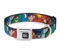 Dog Collar DCEA-DC Round Logo Black/Silver Justice League Superheroes CLOSE-UP N