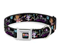 Dog Collar DEE-DORA THE EXPORER Logo2 Black/Multi Color Dora & Boots Pose/Floral