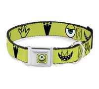Dog Collar DYADT-Monsters Inc. Mike Smiling Face Full Color Greens/Black/White M