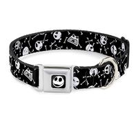 Dog Collar DYAL-Jack Expressions/Bones Scattered Full Color Black/White Jack Exp