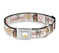 Dog Collar DYAZA-Disney Princess Crown Full Color Golds Pocahontas and Meeko Com