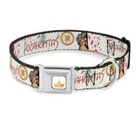 Dog Collar DYAZA-Disney Princess Crown Full Color Golds Pocahontas and Meeko Com
